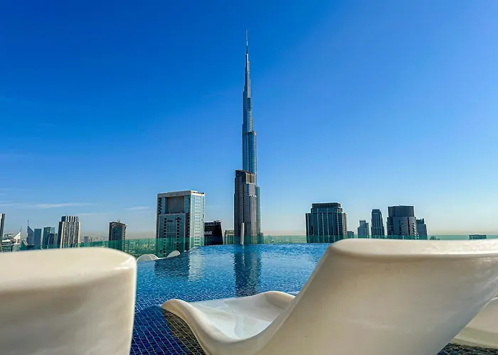 Full Burj Khalifa View Lux 2Bedroom With Rooftop Pool Central Location In Paramount Hotel Midtown